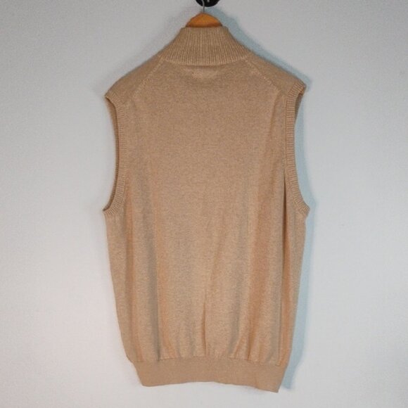 Johnston & Murphy Tan Zip-Up Quarter Zip Sleeveless Sweater  Size L - Picture 3 of 10
